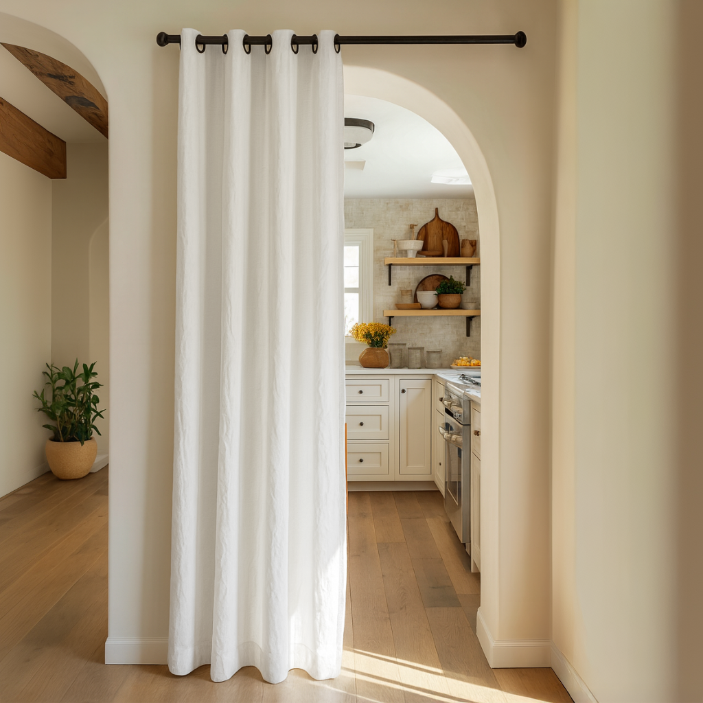Off-White Heavy Weight Linen Doorway Curtain with Eyelets