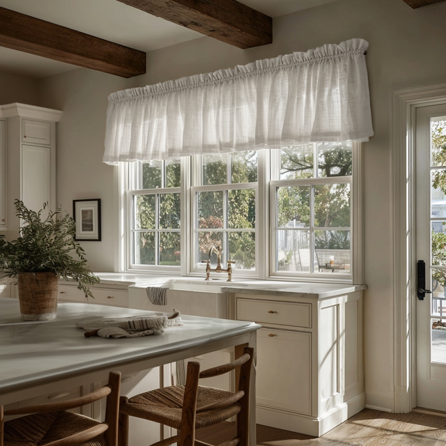 Country Style Off-White Heavyweight Linen Valance – Thick Rustic ...