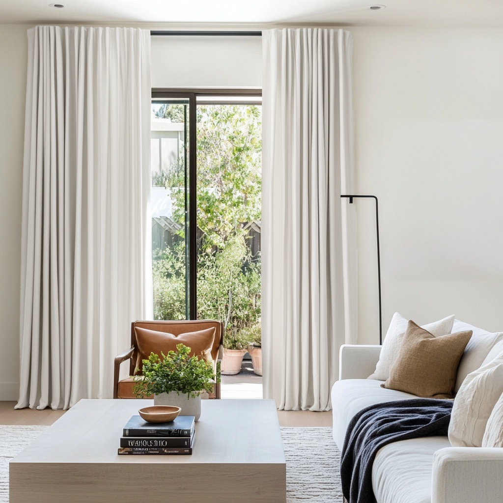 Off-White Heavy Weight Linen Thermal Curtains with Multitape