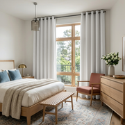 Off-White Heavy Weight Linen Thermal Eyelet Curtains