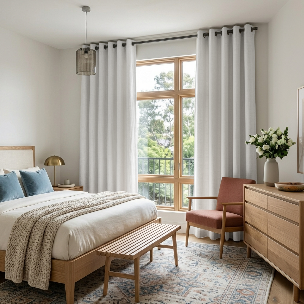 Off-White Heavy Weight Linen Thermal Eyelet Curtains