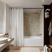 Off-White Heavy Weight Hookless Linen Waterproof Shower Curtain