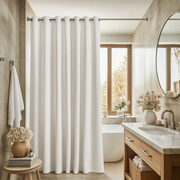 Off-White Heavy Weight Hookless Linen Shower Curtain