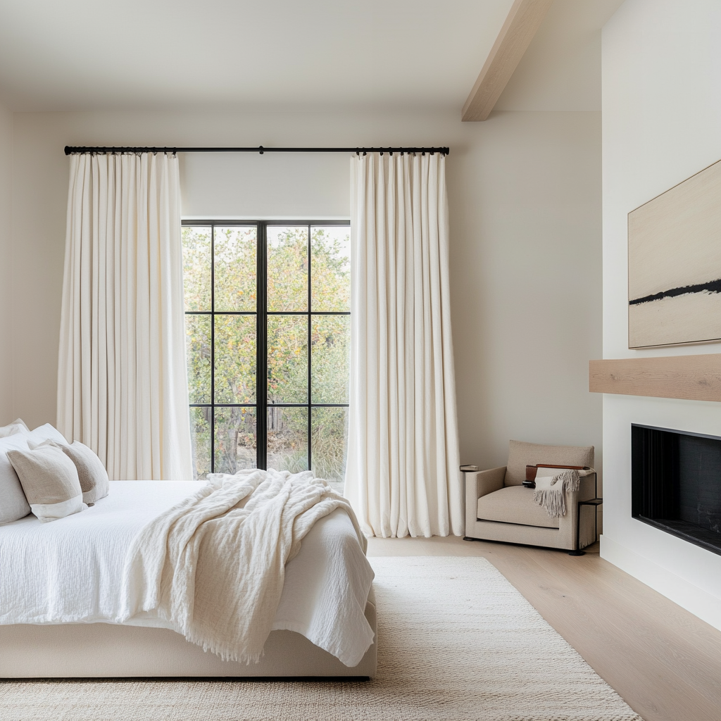 Off-White Ivory Bedroom Curtains