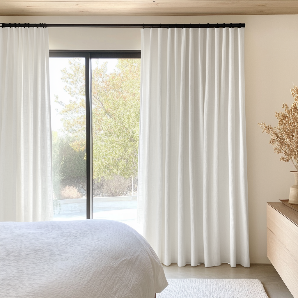 Off-White Ivory Bedroom Curtains