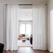 Off-White Linen Doorway Curtains with Multitape