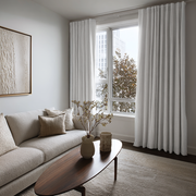Off-White Linen Soundproof Curtains with Multitape