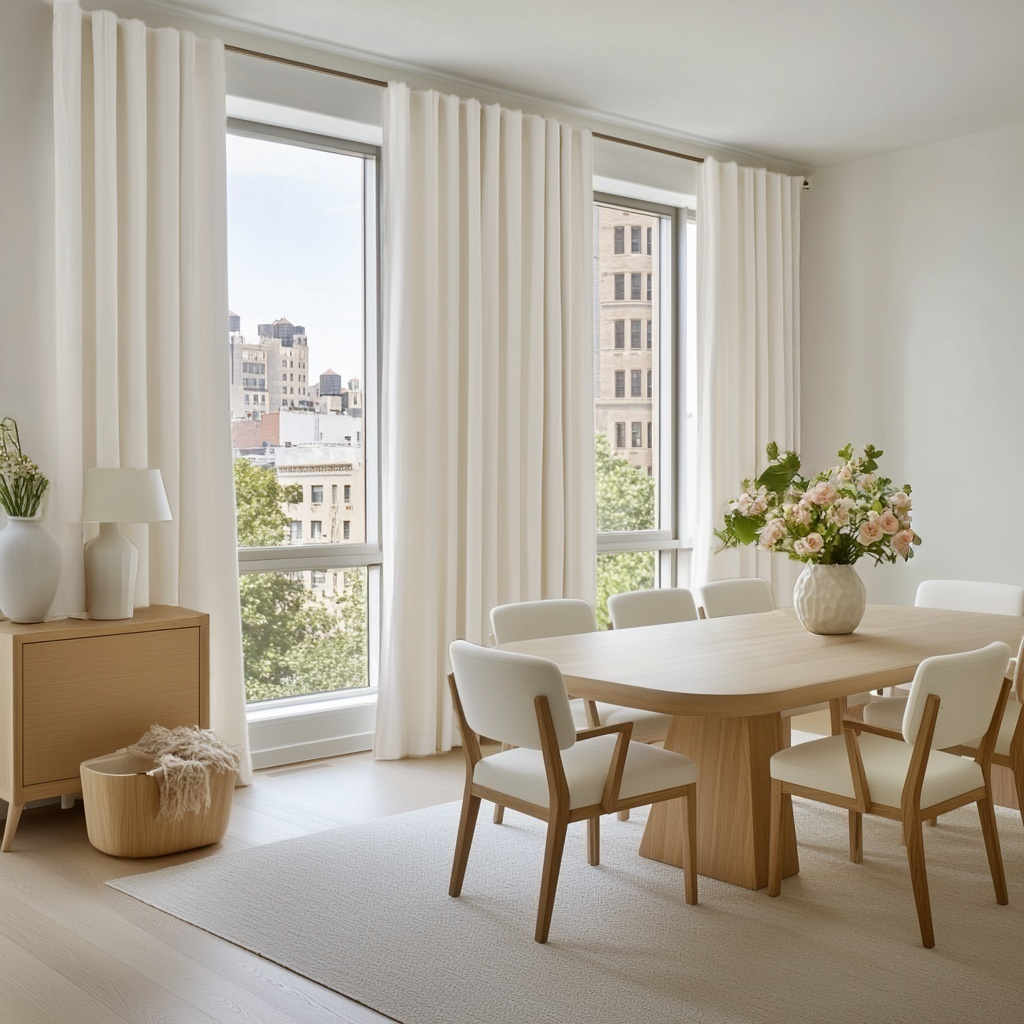 Off-White Linen Thermal Curtains with Multitape