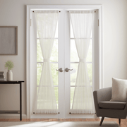 Off-White Sheer Linen French Door Curtain
