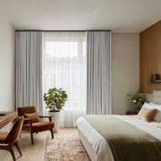 Off-White Velvet Soundproof Curtains with Multitape