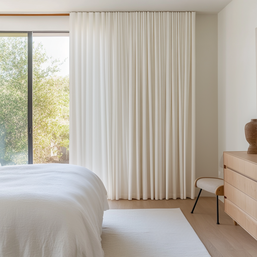 Off-White Ivory Bedroom Curtains - Back Tab Heavyweight Linen Curtain Panel - Unlined, Cotton or Blackout Lining