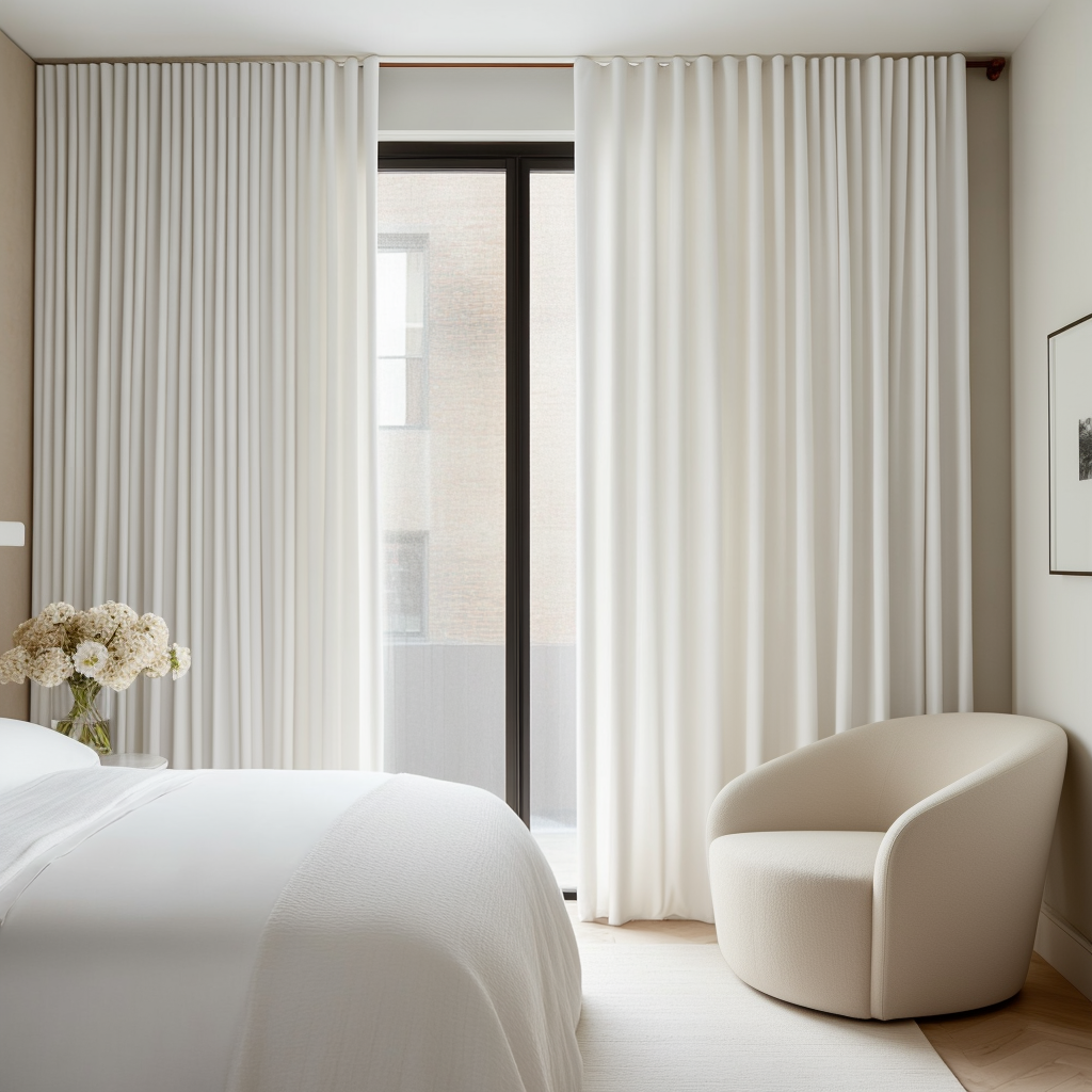 Off-White Ivory Blackout Bedroom Curtains