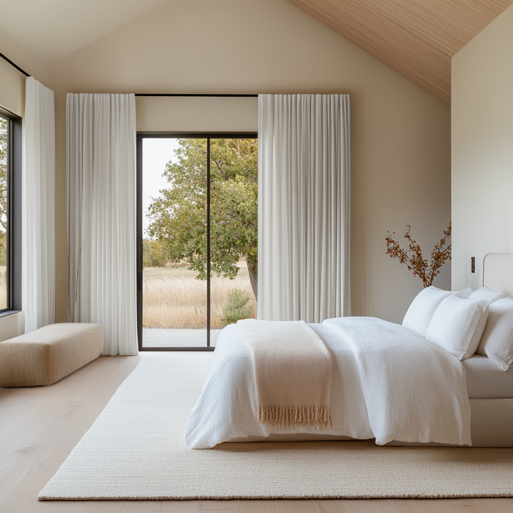 Off-White Ivory Blackout Bedroom Curtains