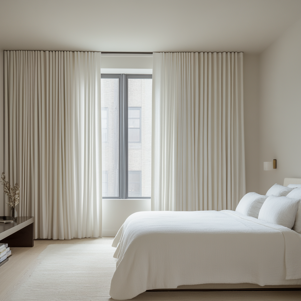 Off-White Ivory Bedroom Curtains  Cotton Lined