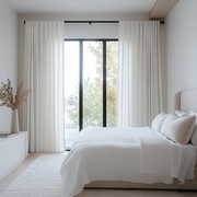 Off-White Ivory Bedroom Curtains - Unlined
