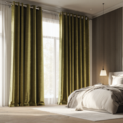 Olive Green Velvet Blackout Eyelet Curtain