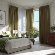 Olive Green Velvet Blackout Rod Pocket Curtain