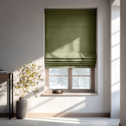 Olive Green Linen Roman Blinds - Blackout Lining
