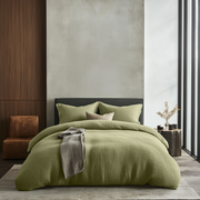 Olive Green Linen Quilt Cover