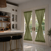 Olive Green Linen French Door Curtains