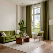 Olive Green Velvet Blackout Eyelet Curtain