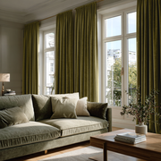 Olive Green Velvet Blackout Rod Pocket Curtain