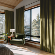 Olive Green Velvet Thermal Curtains with Multitape