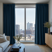 Peacock Blue Linen Thermal Pinch Pleat Curtains