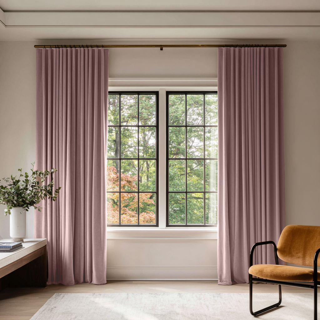 Pink Velvet Soundproof Curtains with Multitape