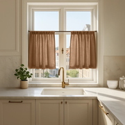 Tawny Brown Linen Kitchen Cafe Curtains
