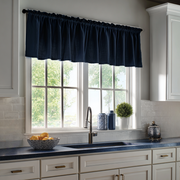 Royal Blue Linen Kitchen Valance - Blackout Lining