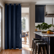 Royal Blue Linen Doorway Curtain with Eyelets