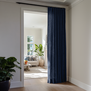 Royal Blue Linen Doorway Curtain with Multitape