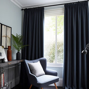Royal Blue Linen Pencil Pleat Blackout Curtain