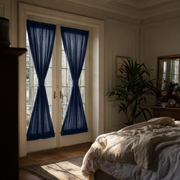 Royal Blue Linen French Door Curtains