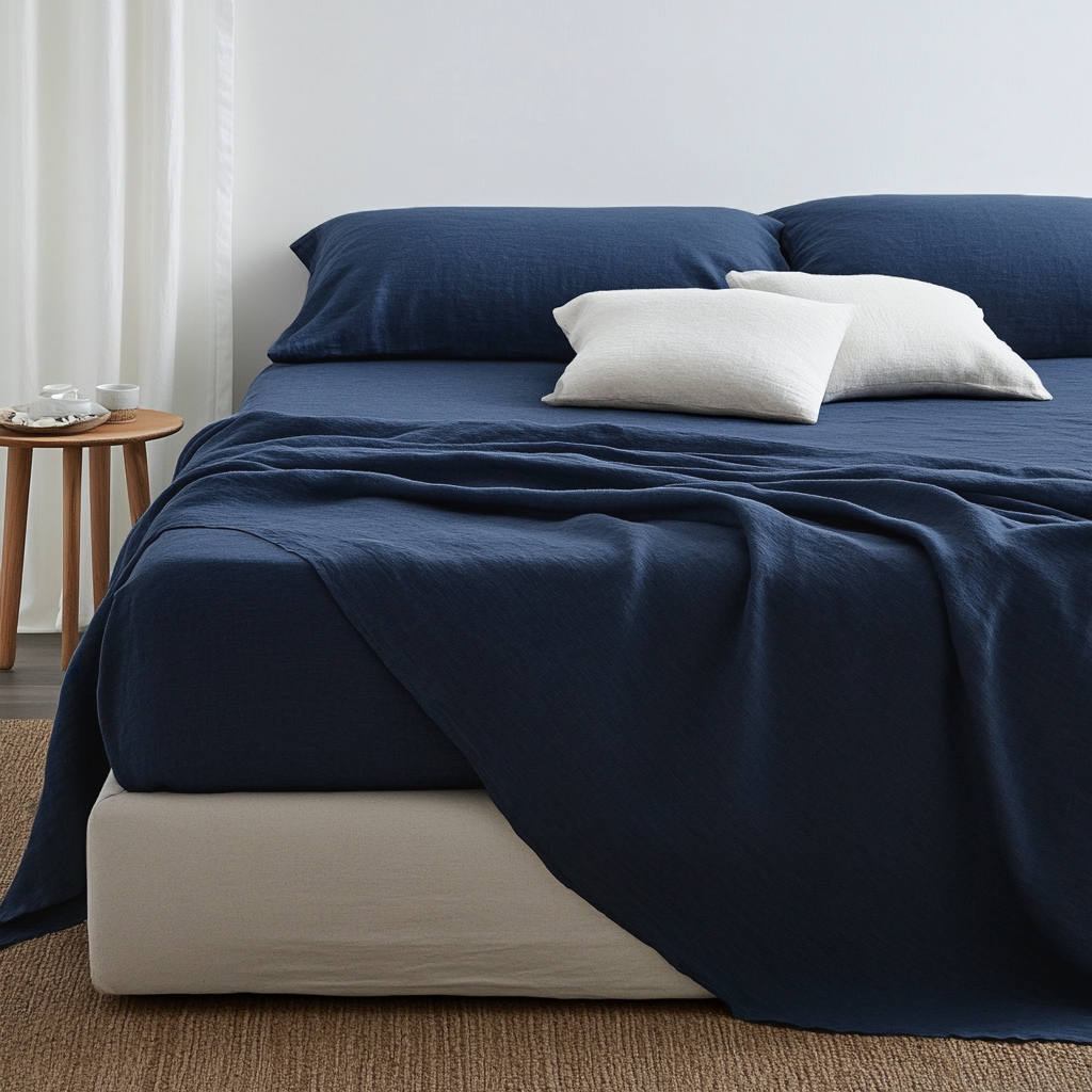 Royal Blue Linen Extra Deep Fitted Sheet