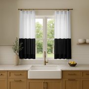 Black and White Linen Kitchen Curtains