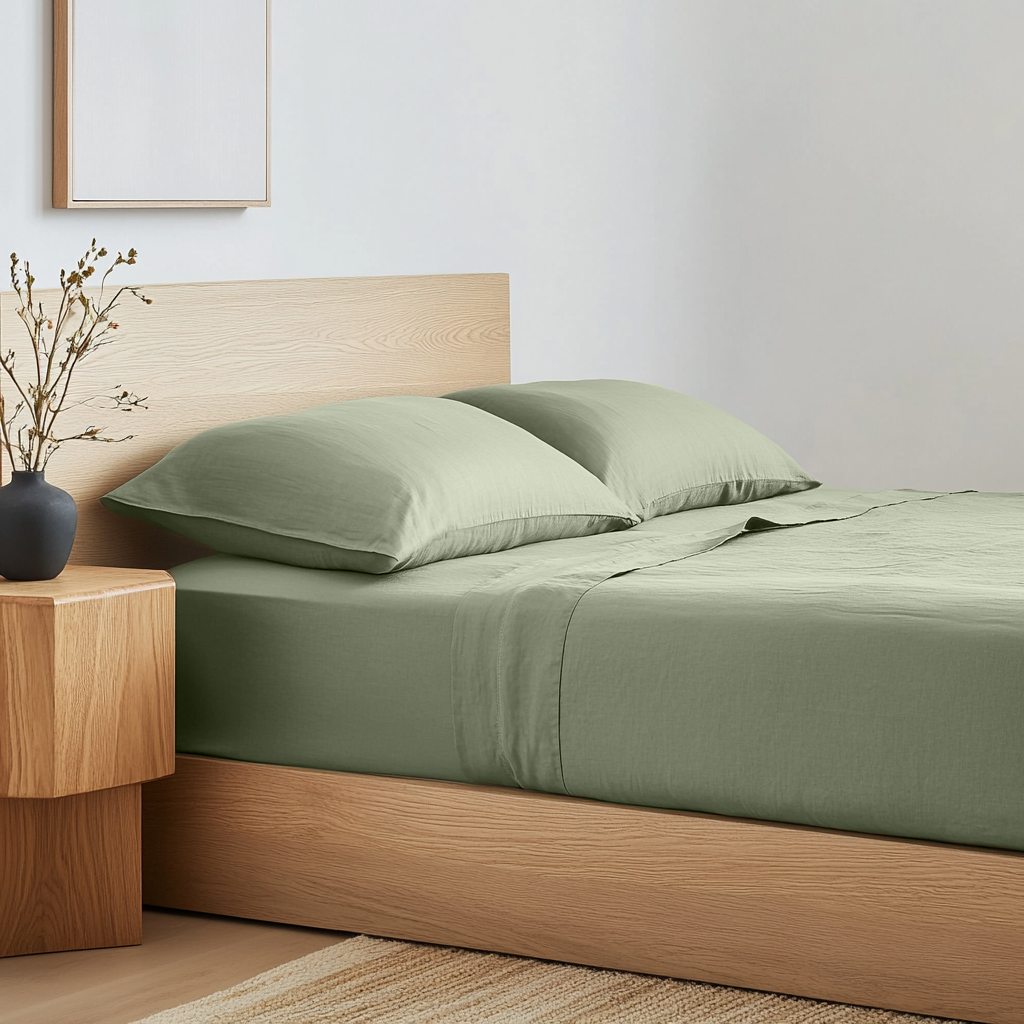 Sage Green Linen Extra Deep Fitted Sheet