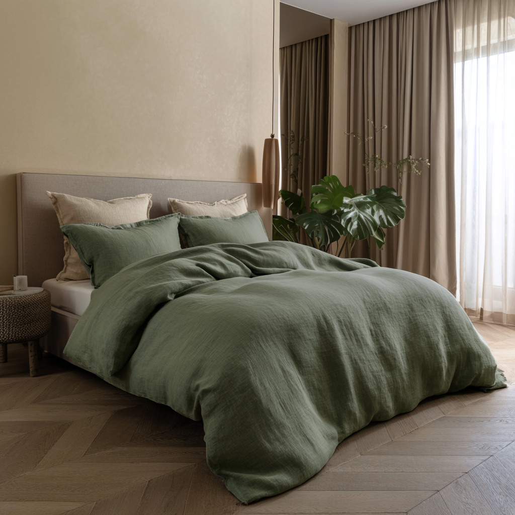 Sage Green Linen Quilt Cover