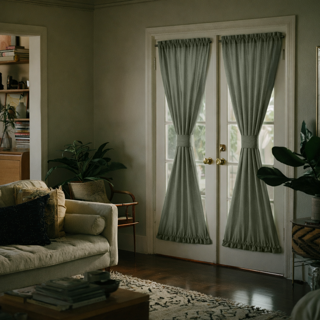 Sage Green Linen French Door Curtains