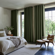 Sage Green Linen Eyelet Curtains - Blackout Lining