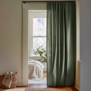 Sage Green Linen Doorway Curtain with Multitape
