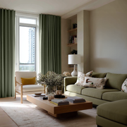 Sage Green Linen Soundproof Curtains with Multitape