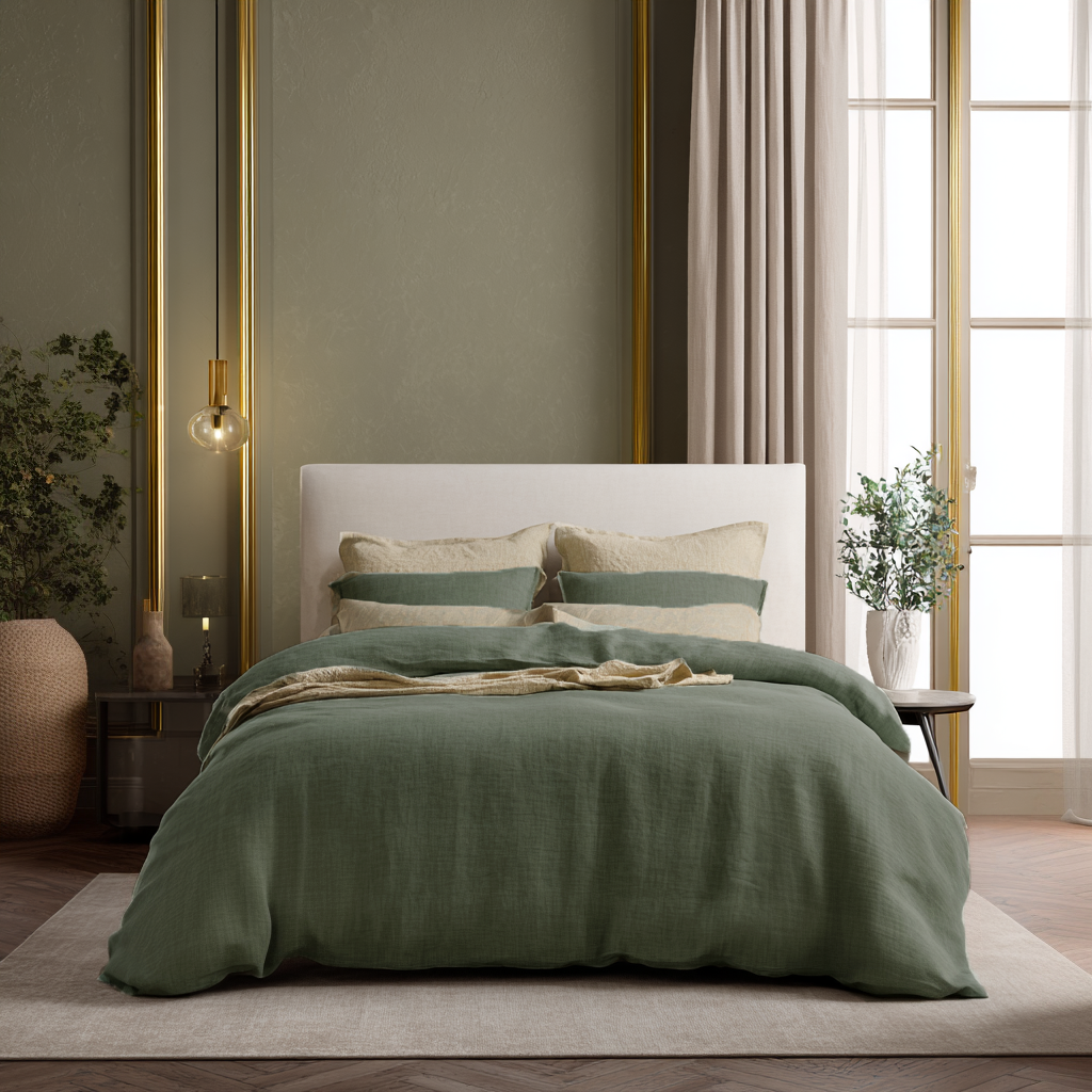 Sage Green Linen Quilt Cover