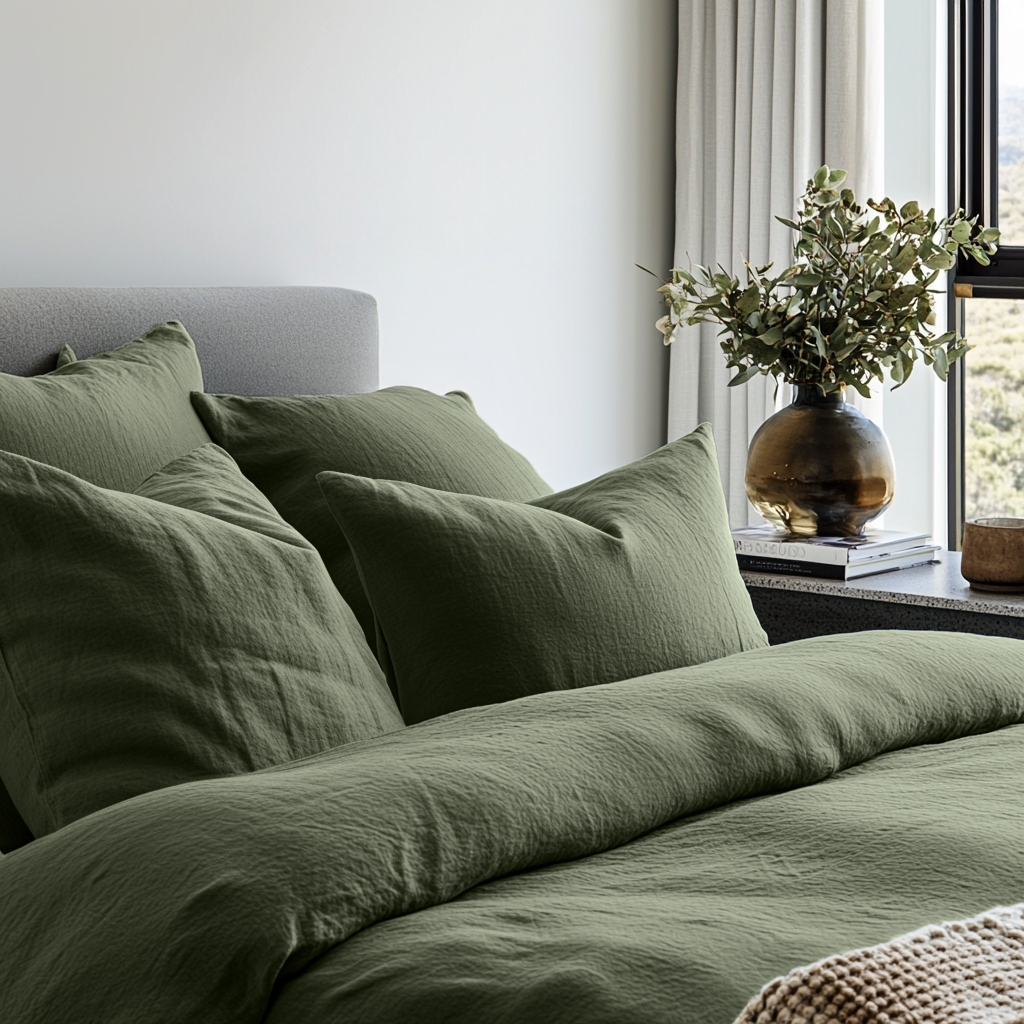 Sage Green Linen Quilt Cover