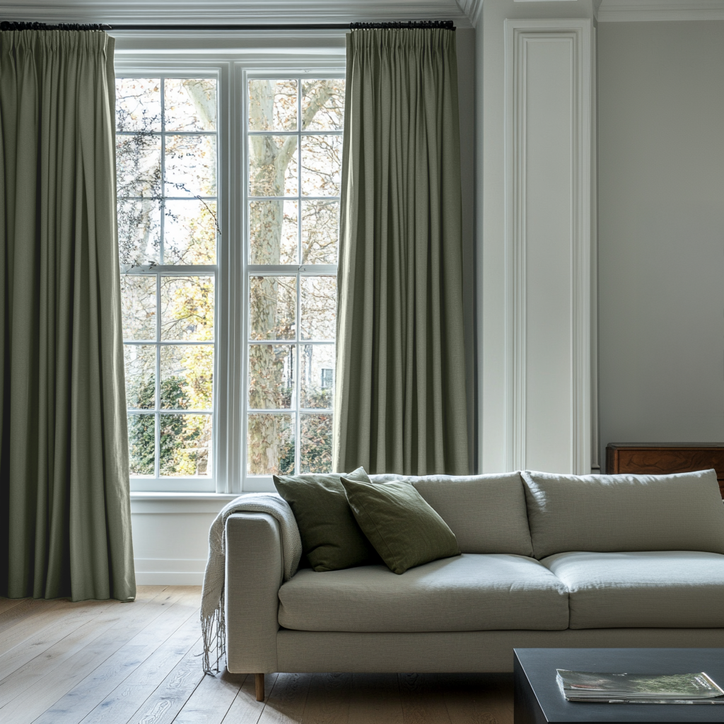 Sage Green Pencil Pleat Blackout Curtains