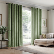 Sage Green Velvet Blackout Eyelet Curtain