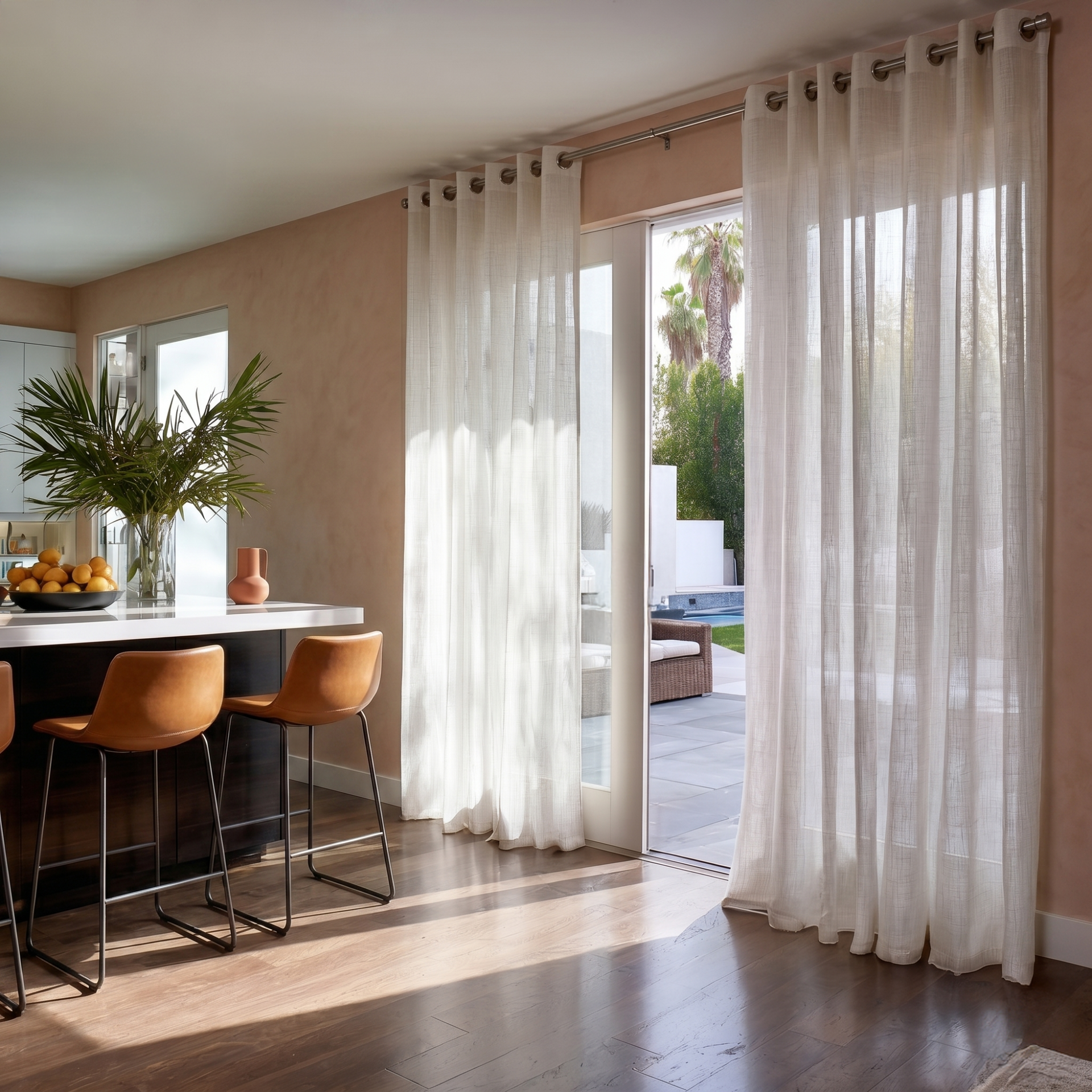 Off-White Sheer Linen Eyelet Curtains