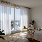 Off-White Sheer Linen Eyelet Curtains