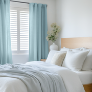 Sky Light Blue Bedroom Linen Curtains - Unlined